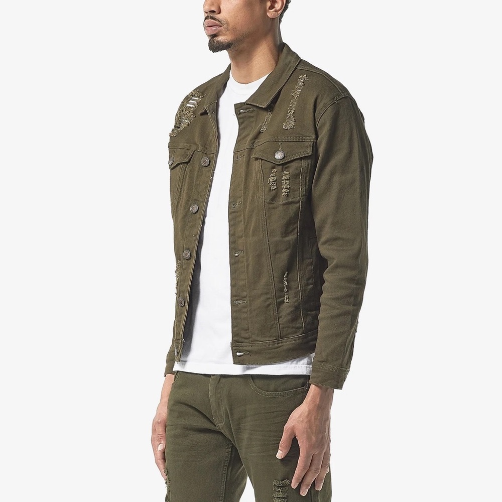 Copper Rivet Olive Denim Jacket